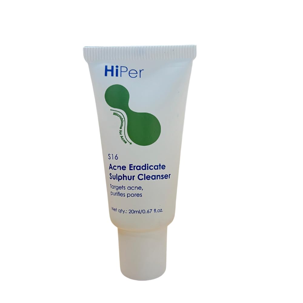 HiPer Acne Eradicate 3% Sulphur Face Wash (20 gm) for Oily, Acne Prone Skin | Better than a Salicylic Acid Face Wash | Goodness of Sulphur, Salicylic Acid, Oat Extract, Ceramides & Postbiotics