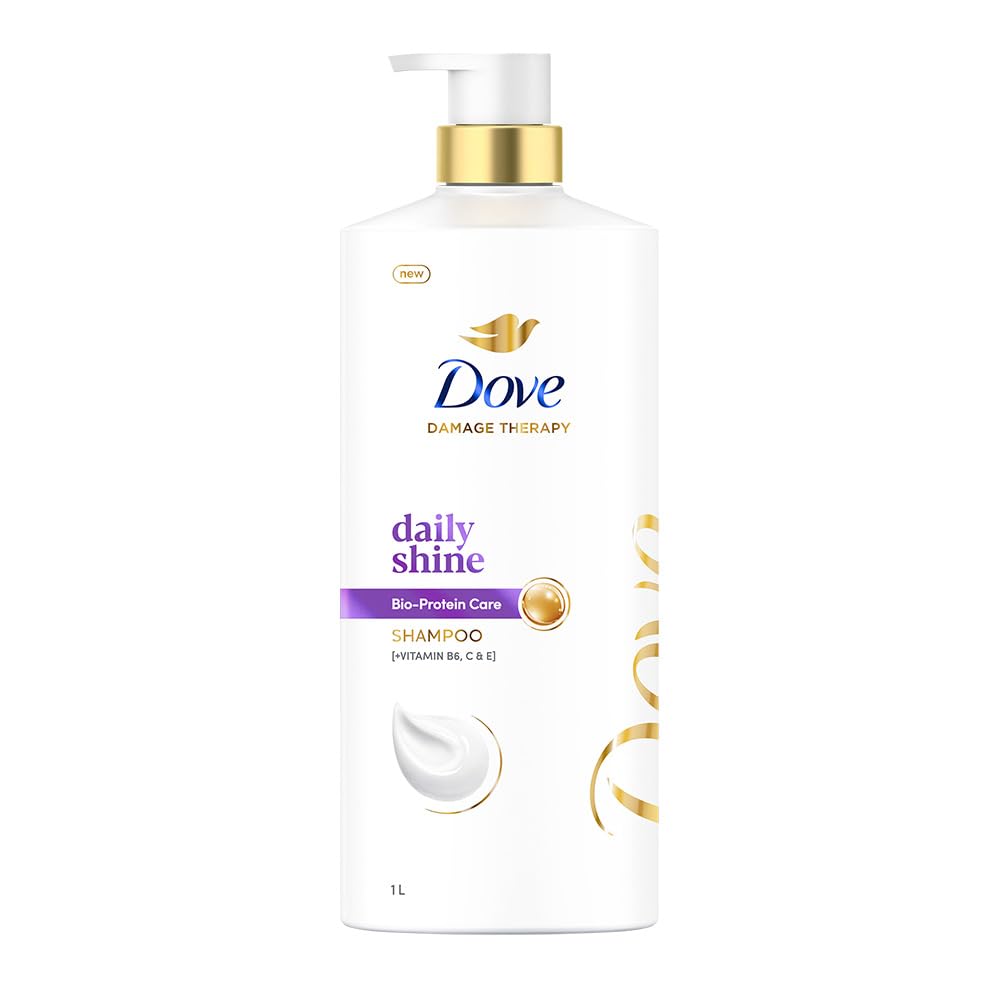 Dove Daily Shine Shampoo 1 L|| For Damaged or Frizzy Hair|| Makes Hair Soft|| Shiny And Smooth - Mild Daily Shampoo for Men & Women
