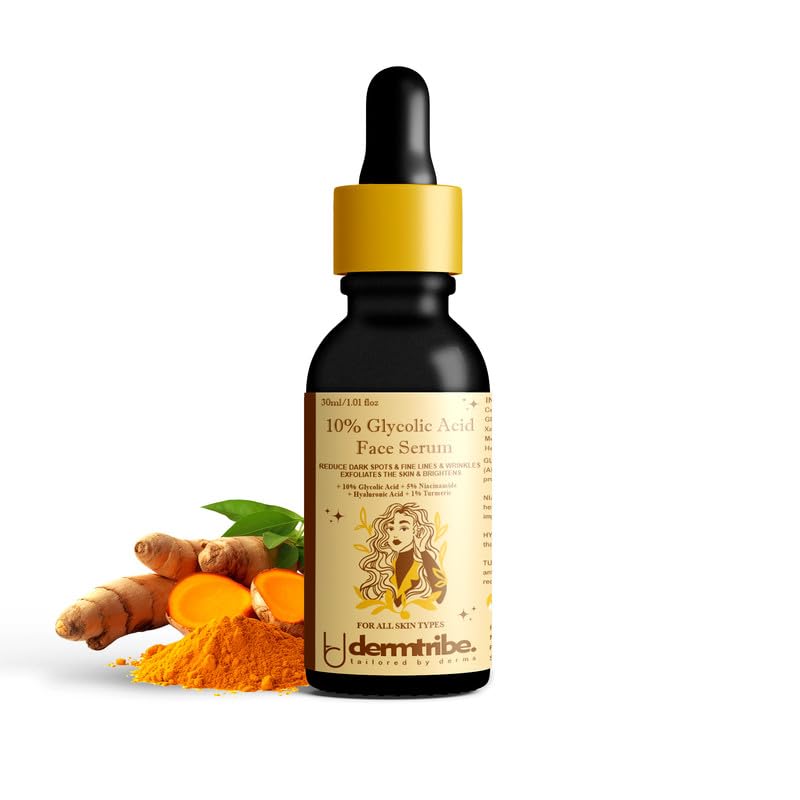 Dermtribe Dark Spot Correcting & Pigmentation Serum | 10% Glycolic Acid, 5% Niacinamide, Turmeric | Fades Acne Marks, Evens Skin Tone | Face Serum for Men & Women - 30ml