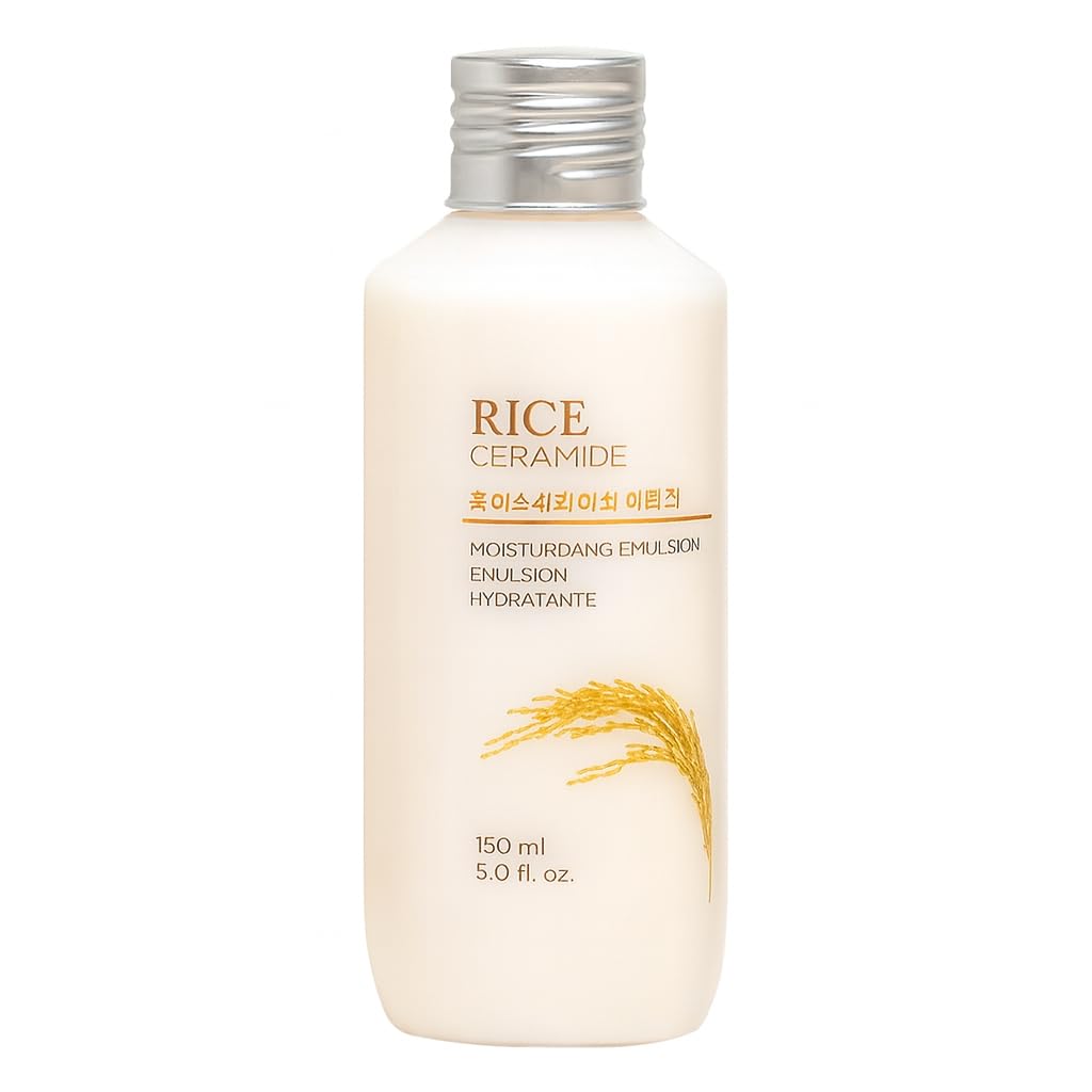 The Face Shop Rice&Ceramide Moisturizing Emulsion With Rice Extracts|Light Weight Emulsion|Locks Moisture For 12 Hours,For Soft And Glowing Skin |Korean Beauty Products For All Skin,150Ml,Liquid
