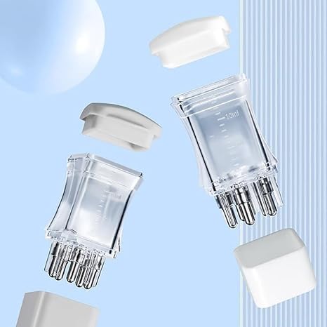 Bitrexup Hair Oil Applicator with 6ml Tank, 5 Ball Heads, 6 Massage Teeth for Scalp Massage, Anti Hair Loss Lotion Dispenser, Scalp Massager for Essential Oil for Hair Growth (Square Shape Applicator)