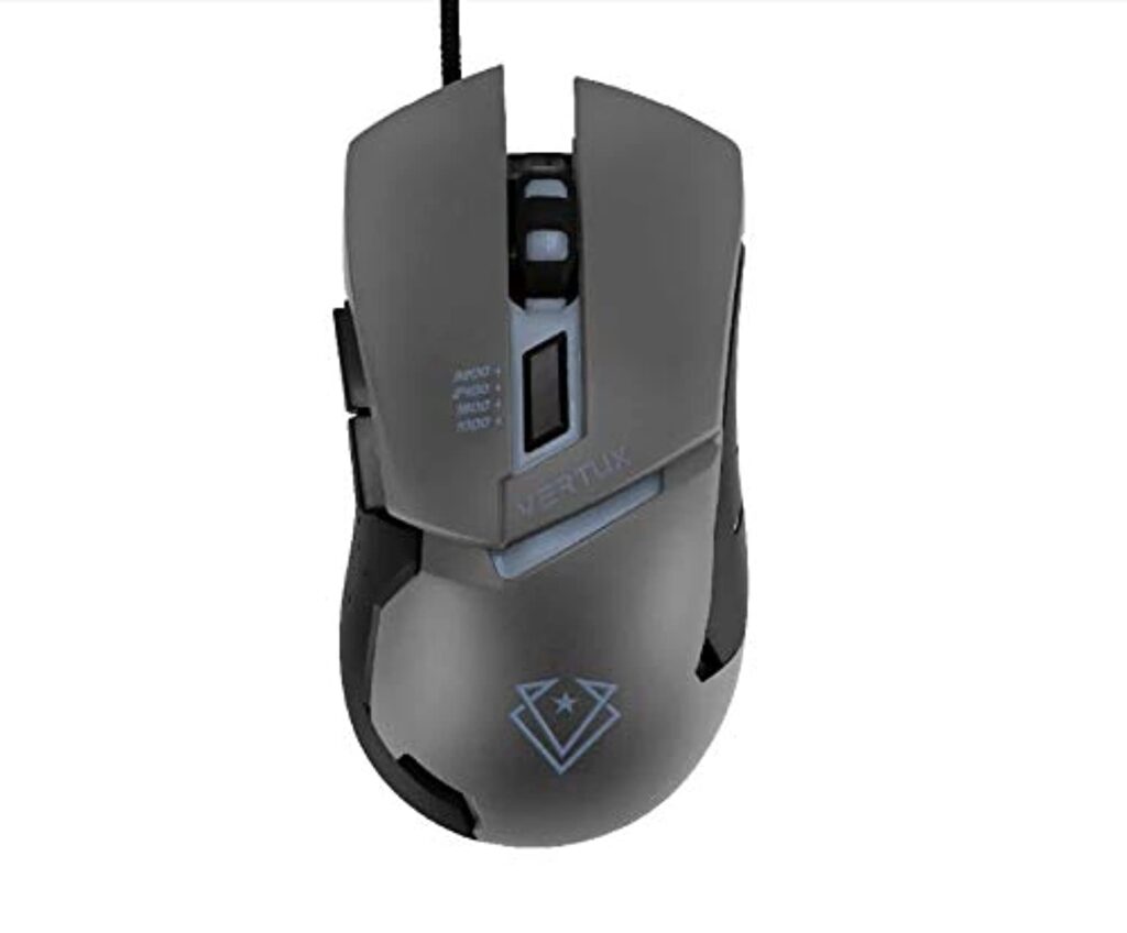 Vertux Dominator Wired Gaming Mouse, Fast Response Optical 3200 DPI Sensor, 5 Programmable Buttons, Multi-Surface Tracking and LED Backlight with Rainbow