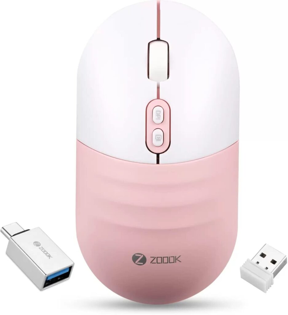 Zoook Jaguar Wireless Mouse -Rechargeable/Free Type C Converter/ 3 DPI Levels/Auto Shut Down/Silent Click Technology/ 700 Mah Battery/Light Weight/Plug and Play