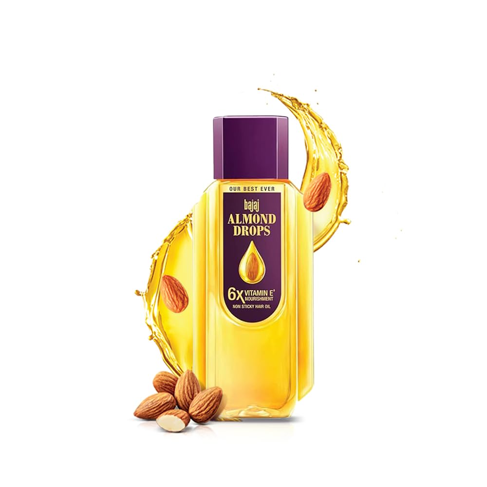 Bajaj Almond Drops Hair Oil, 280ml, 6X Vitamin E, Almond Oil, Light and Non Sticky, Hair Fall Control