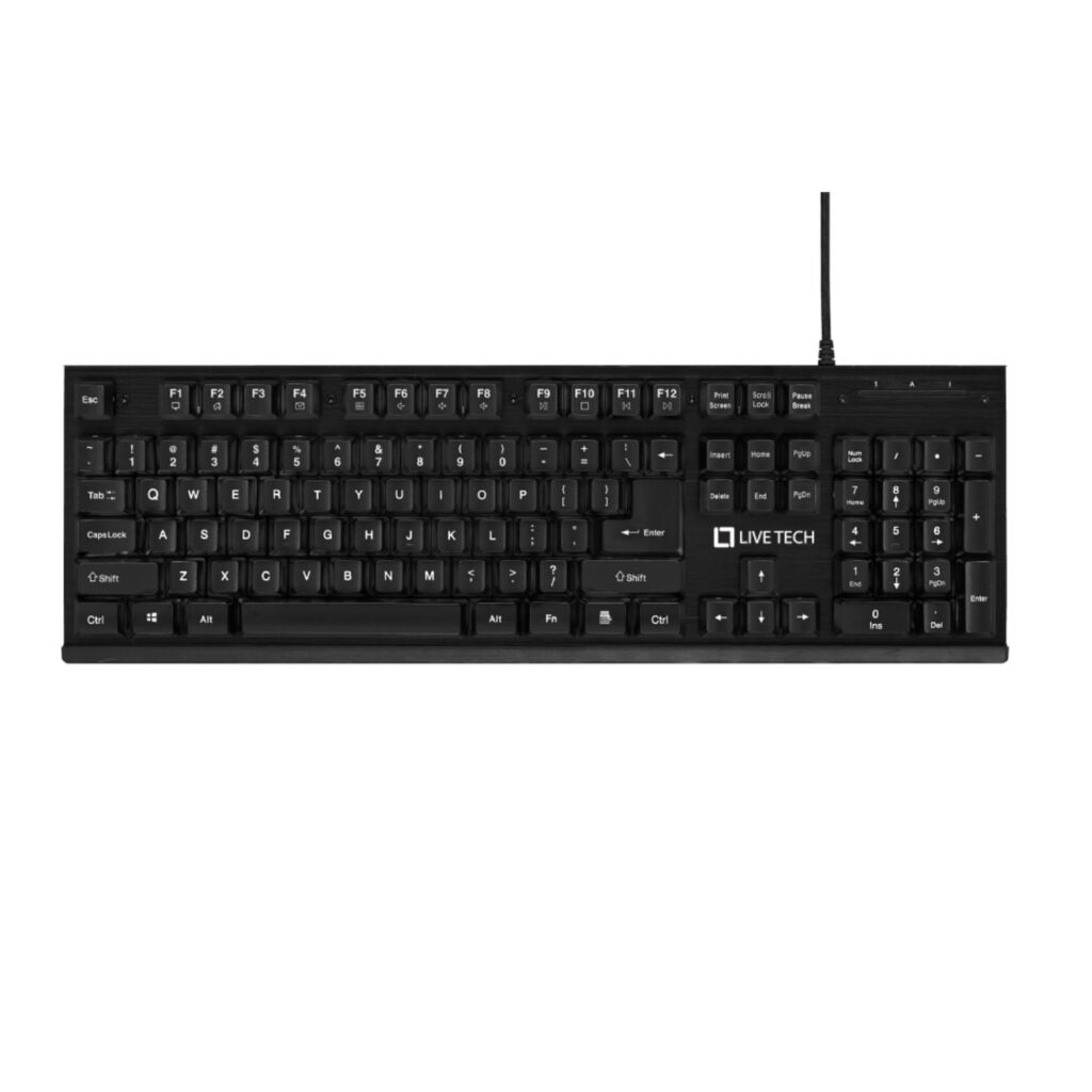Live Tech Kb03 Pro Gaming Premium Membrane Gold Plated USB Rugged Body High Raised Multiple Function 19 Keys Anti Ghosting Full Size Keyboard High Cable Quality,Without Palm Rest(2 Yr Warranty)