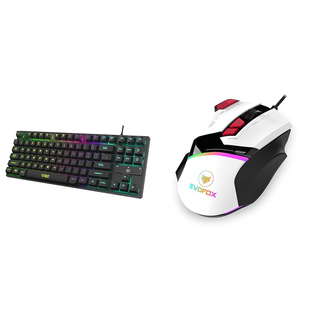 EvoFox Fireblade Wired TKL Gaming Keyboard with Breathing Effect (Black) Blaze Programmable Gaming Mouse with 1000Hz Polling Rate