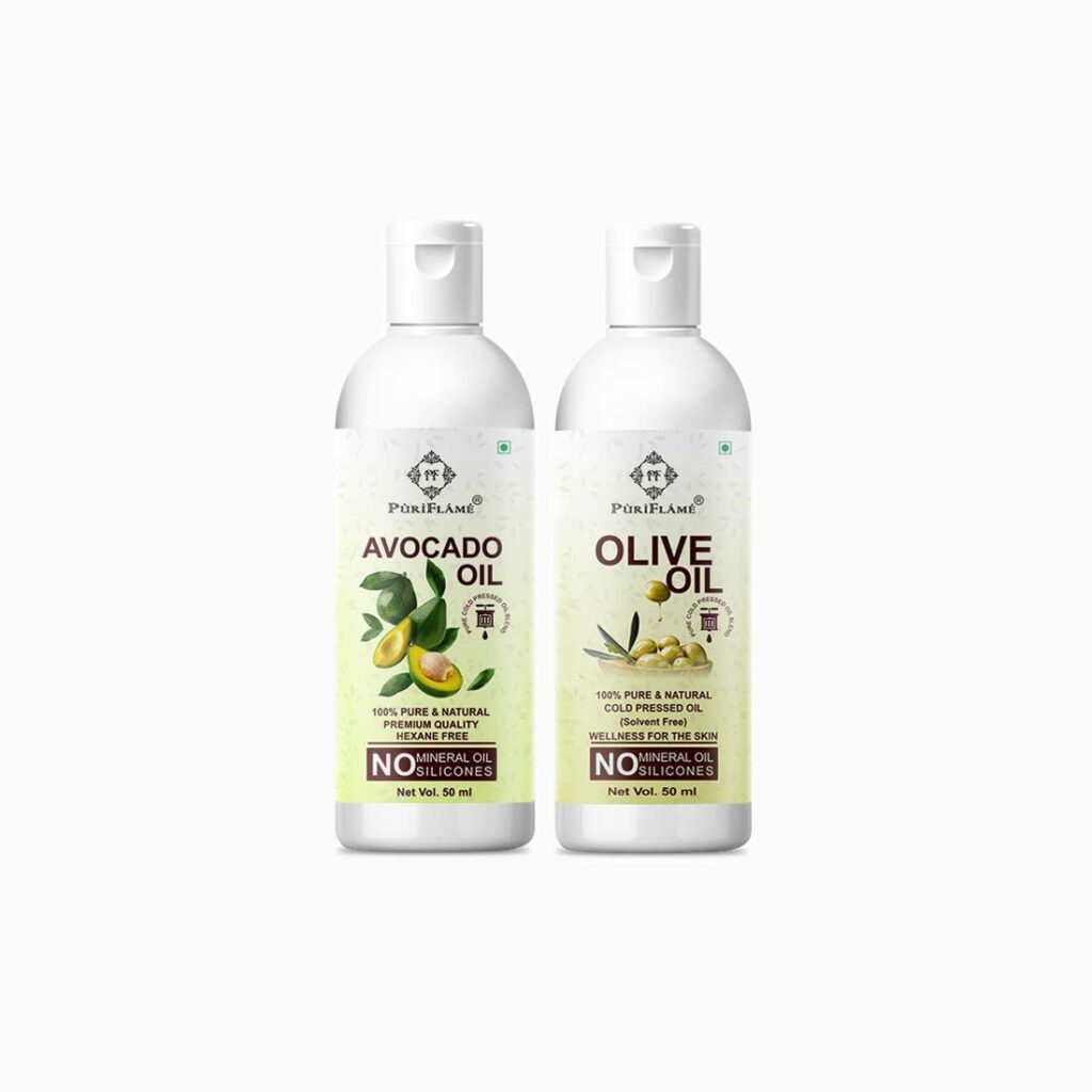PuriFlame 100% Pure Avocado 50ML & Olive 50ML Combo For Rapid Hair Growth, Anti Hair Fall, Split Ends & Promotes Softer & Shinier Hair Oil(Pack Of 2)