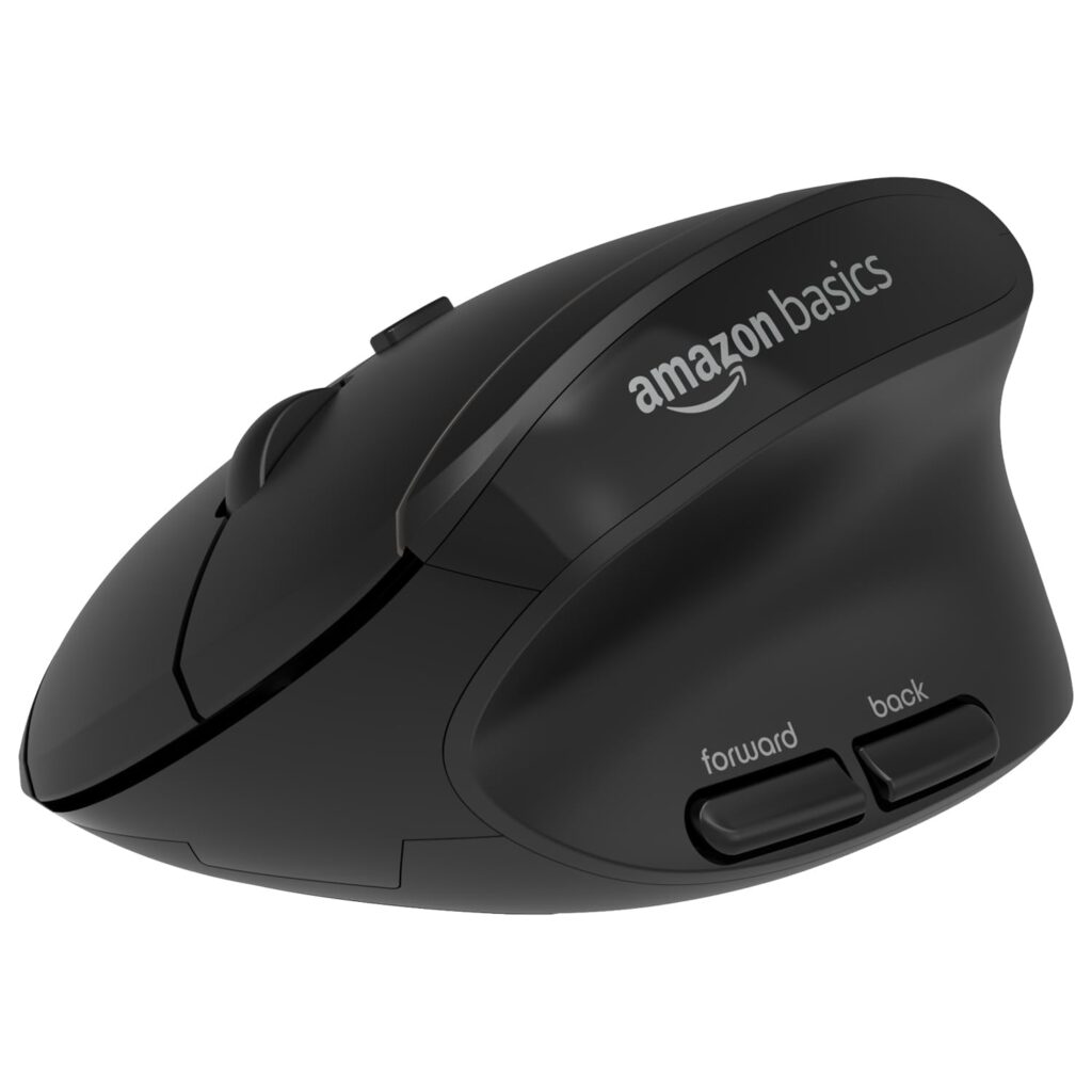 amazon basics Pro Series 2.4G Wireless Ergonomic Mouse for PC, Mac, Laptop | 4 Adjustable DPI Settings Up to 2400 | Shortcut Buttons (Black)