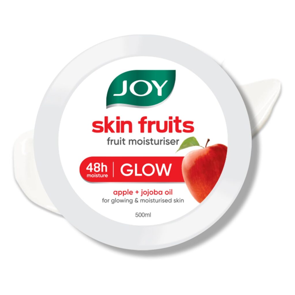 Joy Skin Fruits Moisturizing Skin Cream With Apple, Jojoba & Almond Oil (500ml) | Quick Absorbing & Non Sticky Moisturizer for Face, Hands & Body | For Healthy, Soft & Glowing Skin