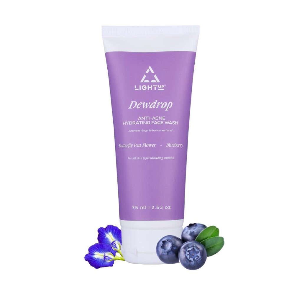 Light Up Dewdrop Anti-Acne Hydrating Face wash | Face wash for oily, Acne Prone & Combination Skin | Enriched with Niacinamide & Butterfly Pea Flower | Gentle Cleanse Skin from dirt & Oil - 75ml