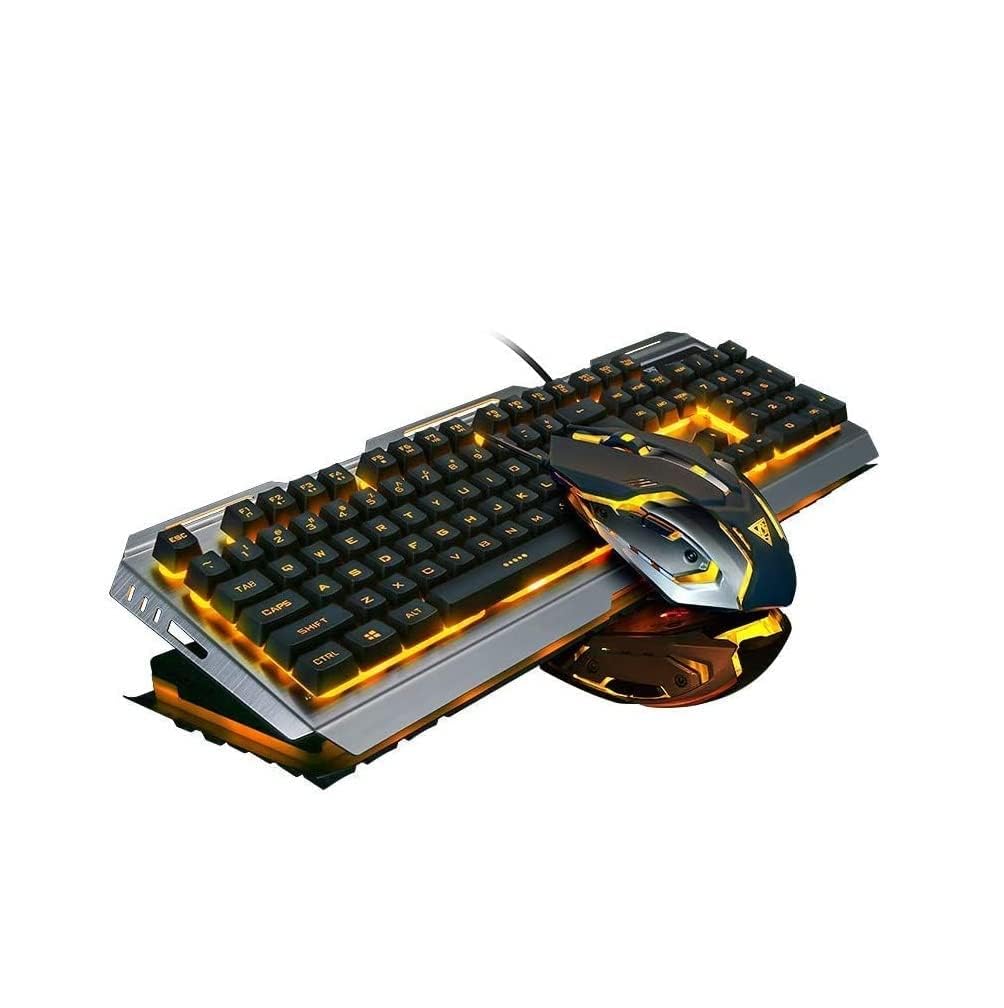 Bekizo Gaming Keyboard Mouse,Membrane Gaming Keyboard RGB Color Changing Lighted Keyboard,PC Keyboard Computer Backlit USB Keyboard,Wired Keyboard,For Typewriter Xbox One PS4 Game Gamers