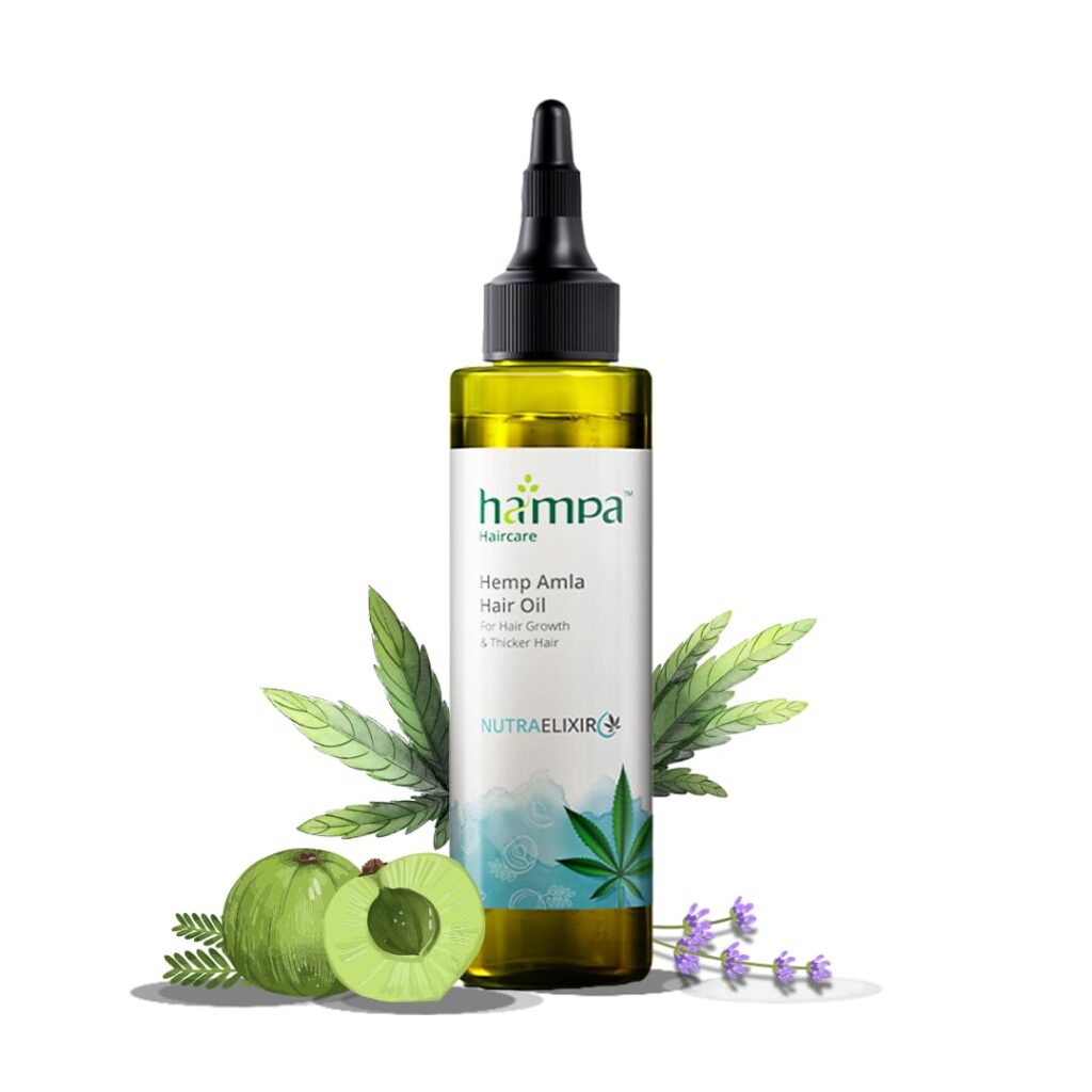Hampa Hemp Amla Hair Oil 100ml, Deep Nutrition for Hair Growth, with Hemp, Amla, Rosemary, Lavender, Natural Biotin, Omega, Vitamin E, No Toxins or Mineral Oil, for Men & Women, All Hair Types