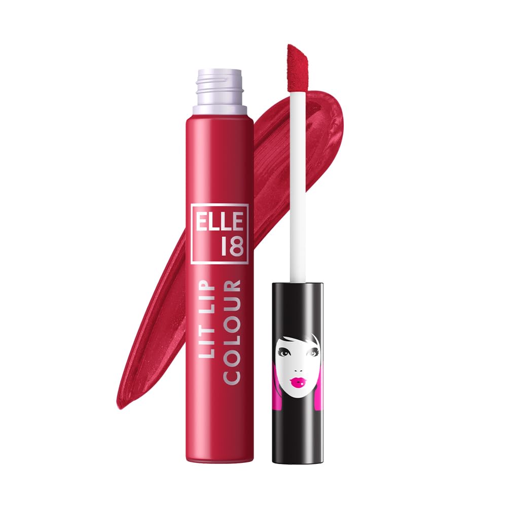 Elle 18 Lit Lip, Matte Finish, Wanderlust Red, 16 hrs Long Lasting Liquid Lipstick, Smudge and Transfer Proof Lipstick, One-stroke application, Quick Drying | 5.6 ml