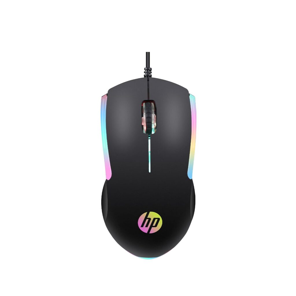 HP M160 USB Wired Gaming Optical Mouse with LED Backlight, 1000 DPI, 3 Buttons and Press Life Up to 3 Million Clicks, 1 Year Warranty (843W8AA, Black)