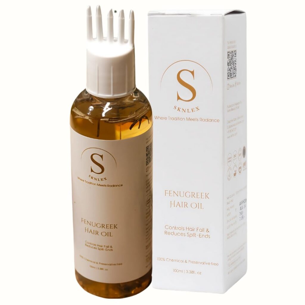 Sknlex Fenugreek Hair Oil (100 ml) Promotes Hair Growth, Reduces Dandruff, Strengthens Hair, 100% Chemical Free, Natural Shine, Nourishing Scalp Treatment