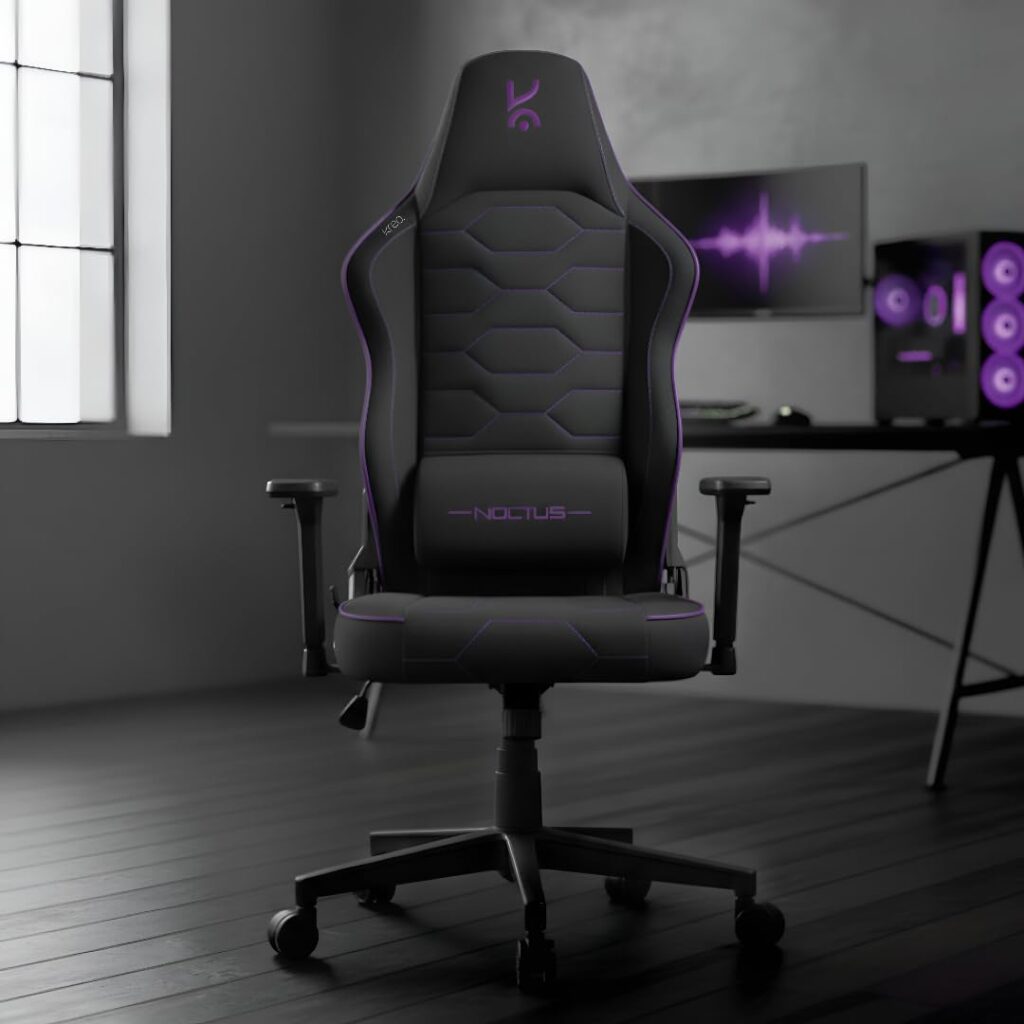 Kreo Noctus Ergonomic Mesh Gaming Chair – Hybrid Office & Gaming Chair with Breathable Fabric, 180 Degree Recline, 3D Adjustable Armrests, Lumbar Support, BIFMA Certified