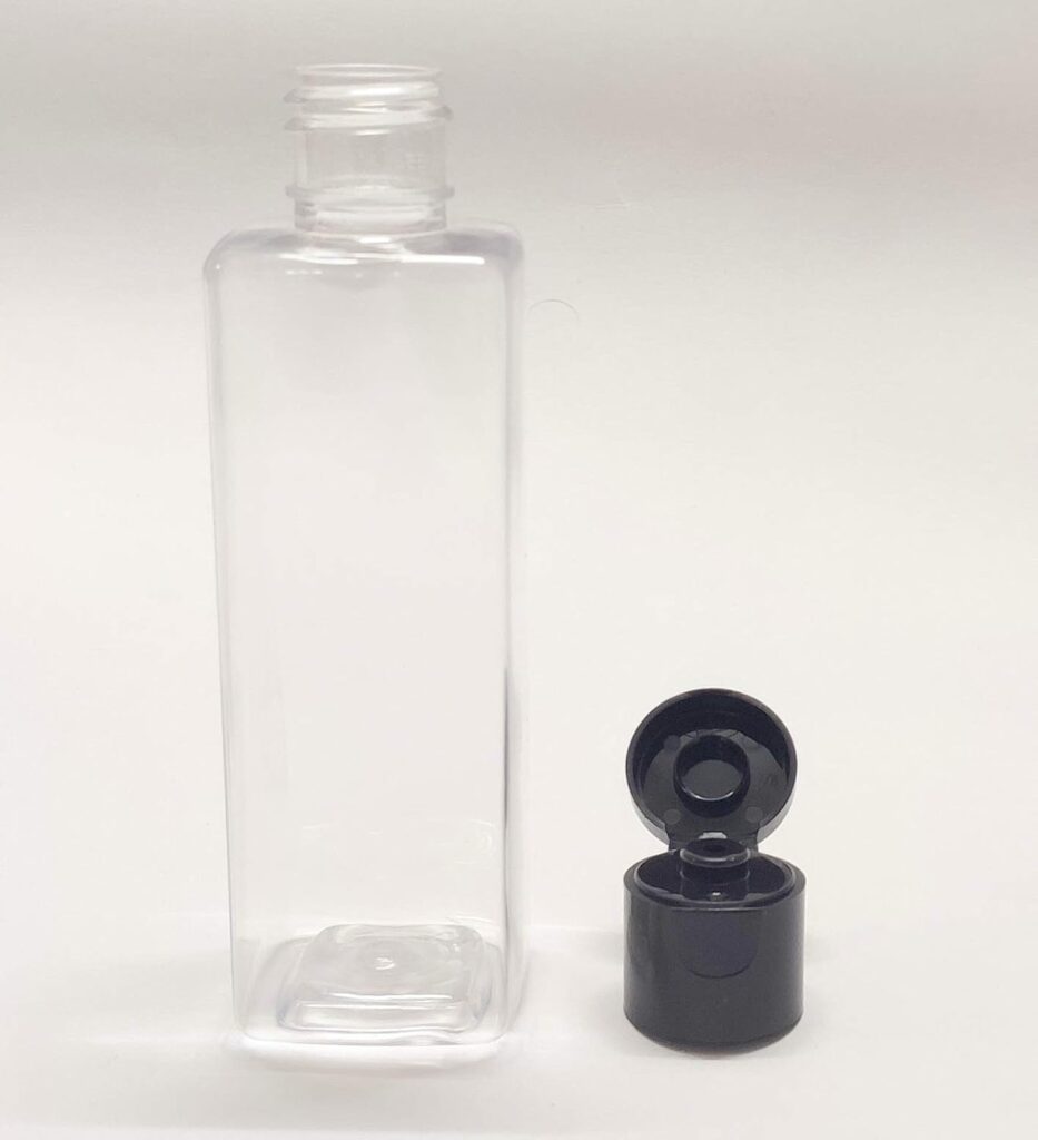 MAPPERZ Pet 200ml Empty Clear Square Bottle with Black Flip Top Cap Multipurpose Reusable Container For Hair Oils, Shampoo, Conditioner, Lotion Perfect for Travel Essentials (Square, 6)