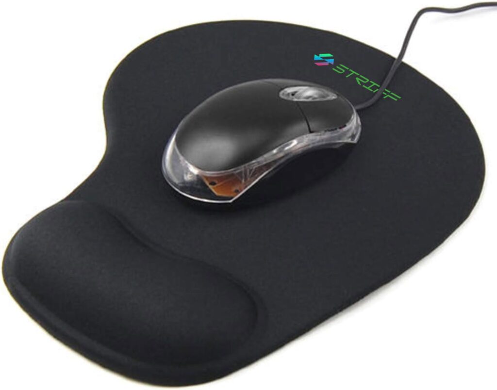 STRIFF Gel_Wrist_Support Mouse pad with, Gaming Mouse Pad with Lycra Cloth Nonslip for Laptop, Computer, Home & Office (Black)