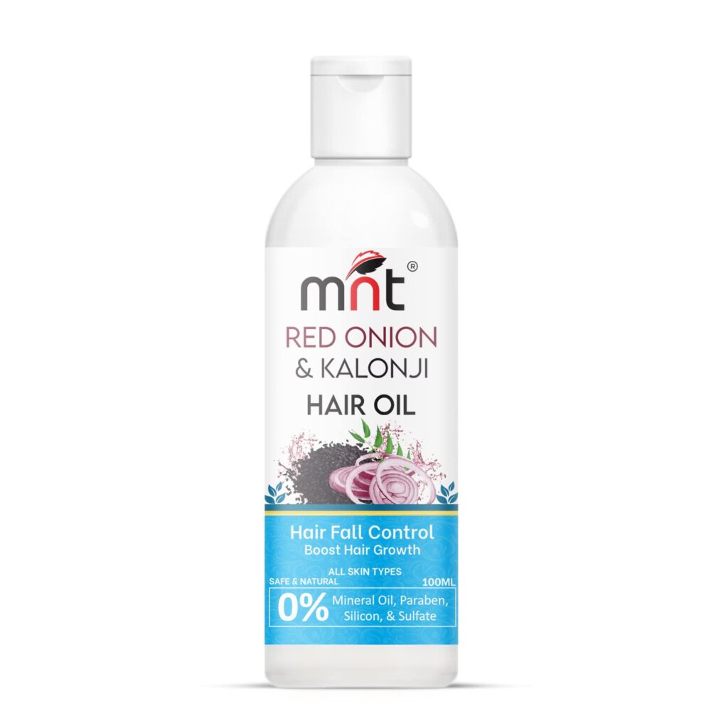 MNT Red Onion & Kalonji Hair Oil for Hair Growth and Hair Fall Control with Onion & Black Cumin Seed Oil, 100 ml