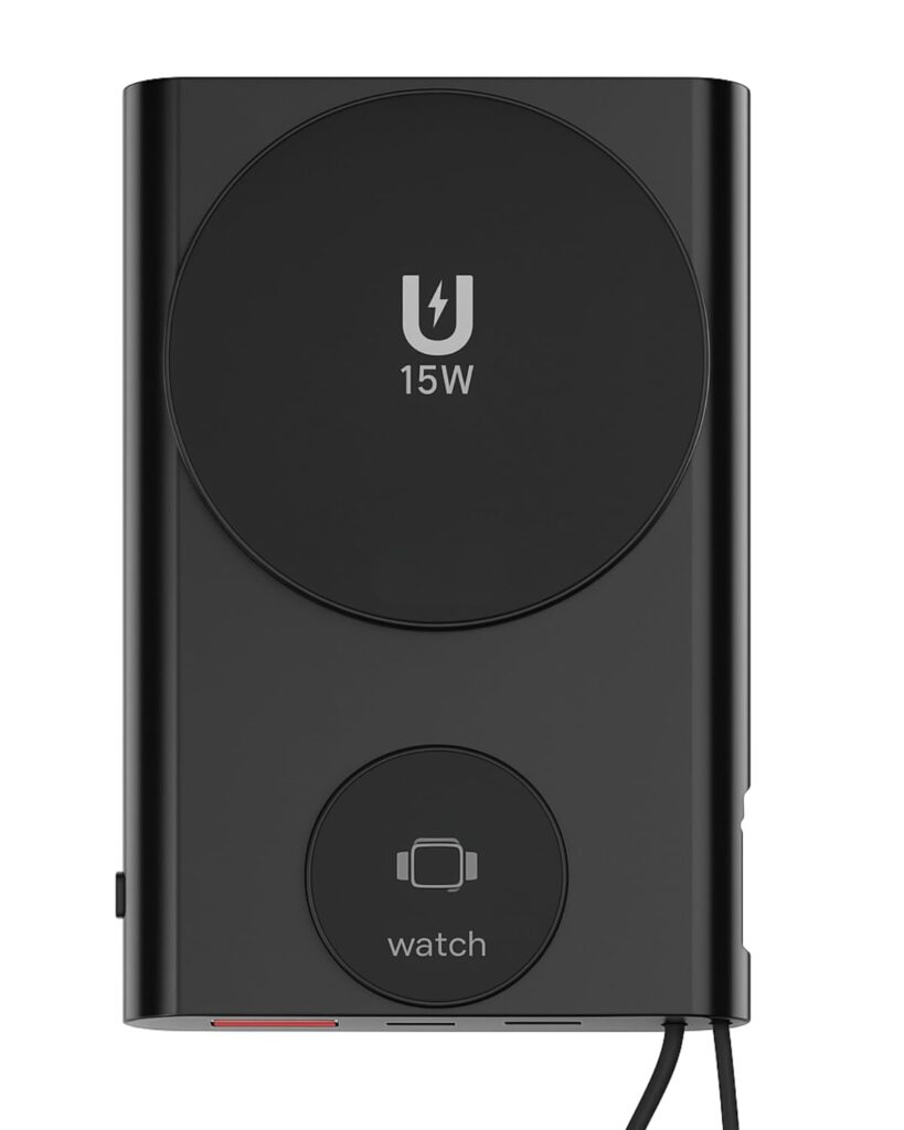 Sevenaire P130 3-In-1 Mag-Safe Power Bank 10000Mah With Apple Watch Powerbank|20W Fast Charging|Charges iPhone 50% In 30 Mins|Built-In Type C Cable|Magnetic Power Bank For iPhone 12 & Above,Black