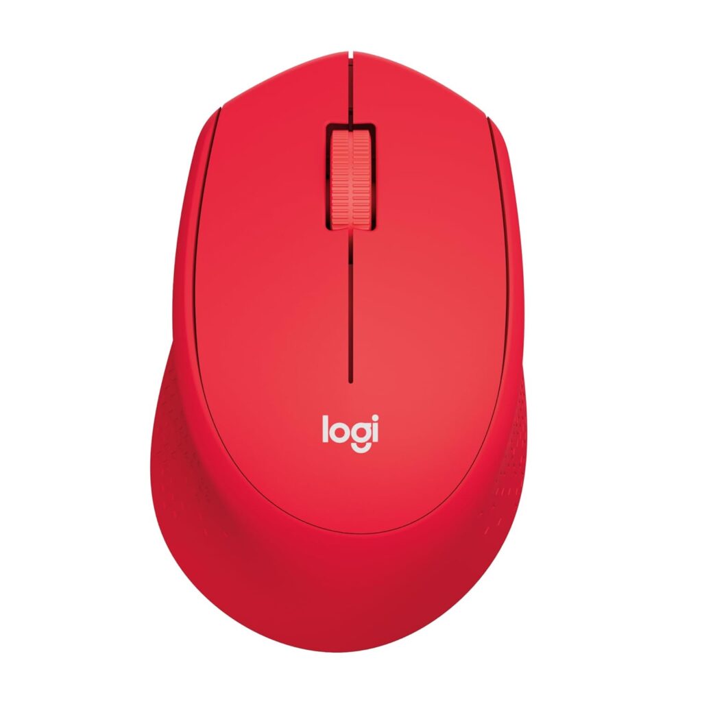Logitech M331 Silent Plus Wireless Mouse, 2.4GHz with USB Nano Receiver, 1000 DPI Optical Tracking, 3 Buttons, 24 Month Life Battery, PC/Mac/Laptop - Red