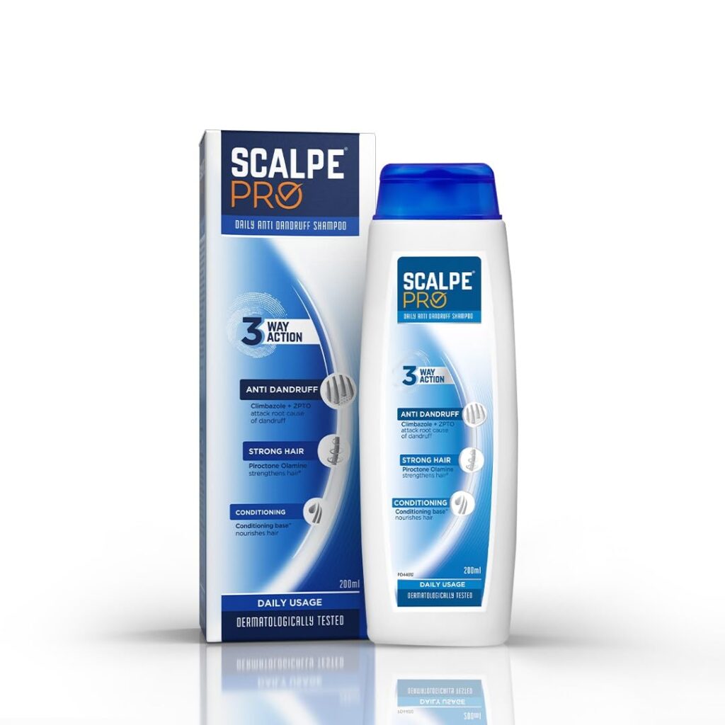 Scalpe Pro Daily Anti-Dandruff Shampoo | Removes Dandruff from Source | Helps with Itching, Irritation & Redness accompanying Dandruff | Scalpe Science | Climbazole & ZPTO Formulation | Strong & Smooth Hair | Daily Use | Dermatologically Tested Solution | For Women & Men | 200ml.
