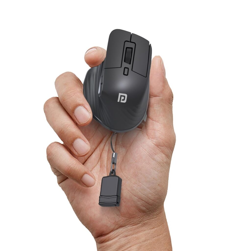 Portronics Toad Mino Rechargeable Bluetooth Mouse with Small Compact Size, Dual Wireless (Bluetooth + 2.4 GHz), Multi-Device Pair, Adjustable Sensitivity, for Laptop, PC, Tablet, Smartphone (Black)