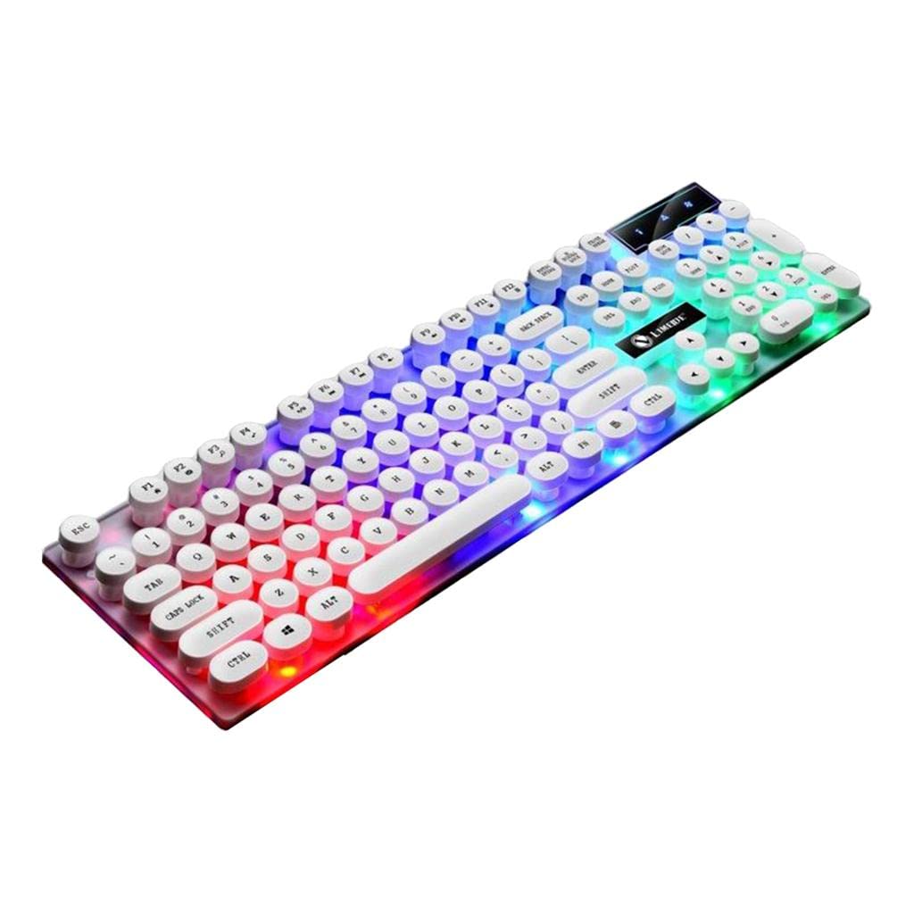Wired Gaming Keyboard RGB Backlit Multimedia Keys Punk White 2