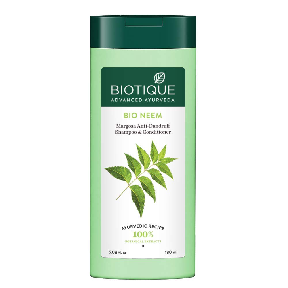 Biotique Fresh Neem Anti Dandruff Shampoo and Conditioner | Controls Dandruff | Eliminates Dryness, Flaking, and Itching | Hair Looks Fresh and Lustrous |Suitable for All Skin Types | 180ml