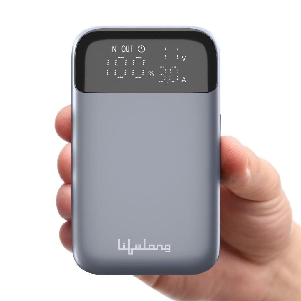 Lifelong Electronics 10000mAh Slim Compact Power Bank | Type C Input | 2 Output Ports (Type C & Type A) | 33W Fast Charging Powerbank | Cable Included |Ideal for Mobiles, Earbuds, Speakers (Grey)
