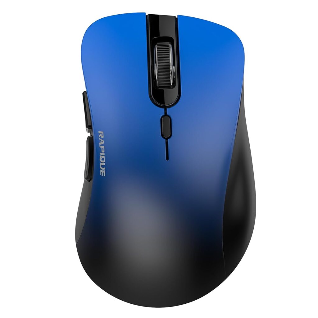 RAPIQUE Bluetooth Wireless Mouse - Dual Bluetooth & 2.4 GHz USB Receiver, Comfortable Grip, Quiet Clicks, Low Power - Multi-Device Compatibility for Laptop, MacBook, Computer, ipad(Gradient Blue)