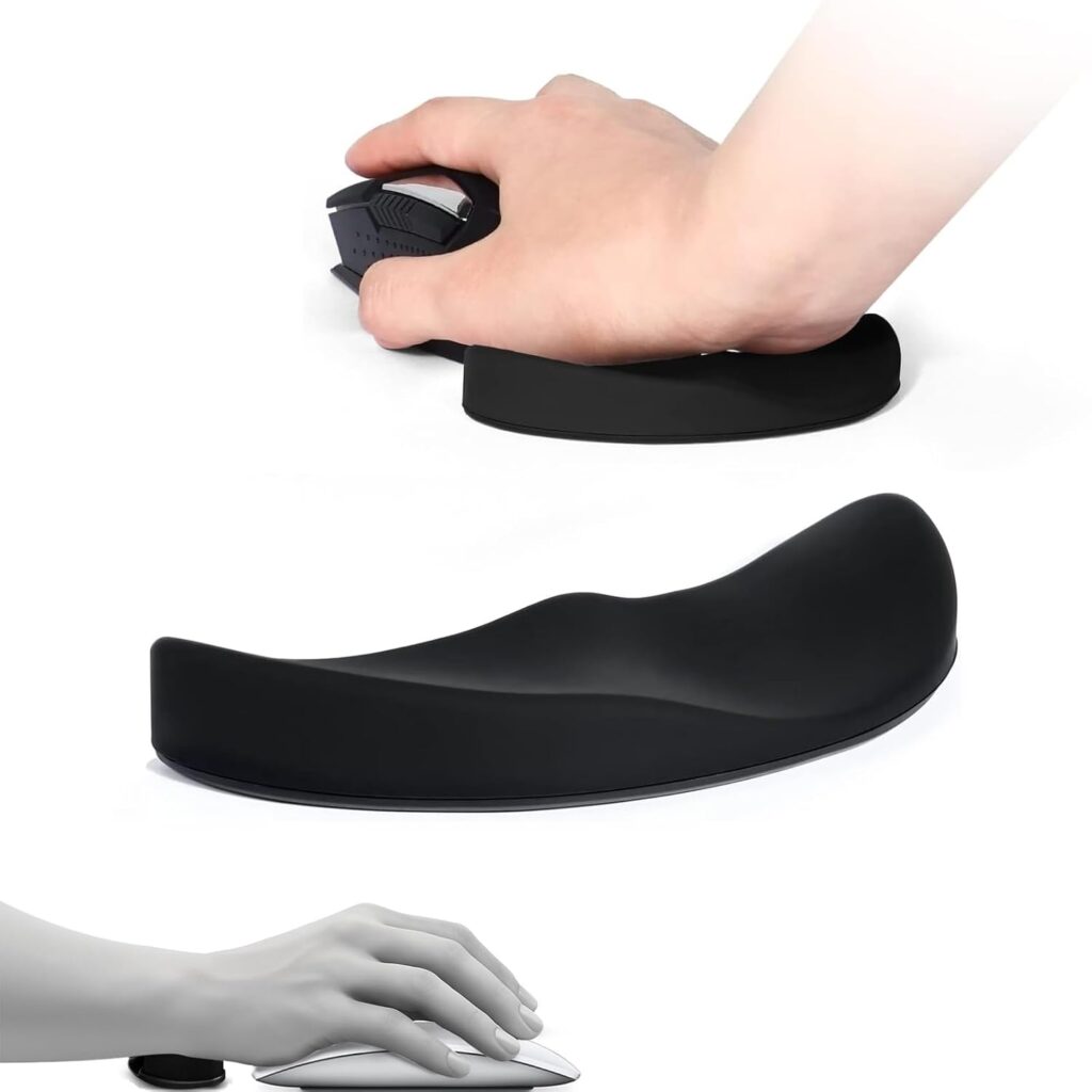 Wrist Rest, Mouse Hand Rest for Gaming and Office Work, Ergonomic Wrist Support for Mouse, Black Silicone Wrist Rest for Keyboard and Mouse, Suitable for People Who Use Computers for A Long Time