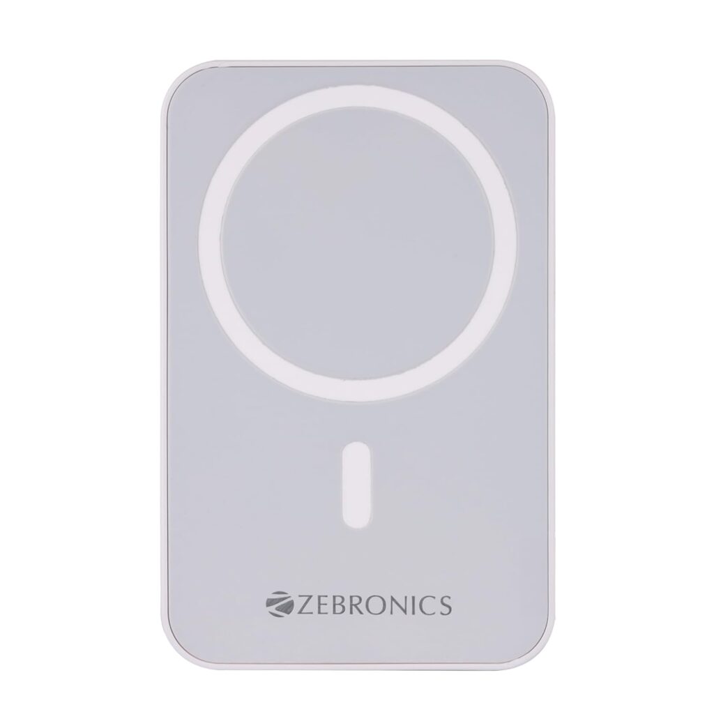 ZEBRONICS MW63 Wireless Power Bank, 10000 mAh, Super Fast Charging, Magsafe, Outputs - 20W Wired | 15W Wireless, Type C PD, Built in Protections, LED Indicator, Compatible with iPhone -USB Type C