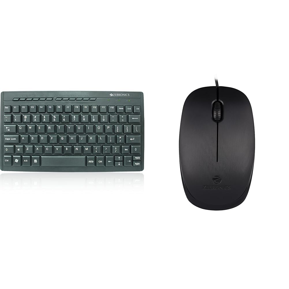 ZEBRONICS ZEB-K04 Mini Multimedia USB Wired Keyboard with 96 UV Coated Keys, Slim & Compact, for PC/