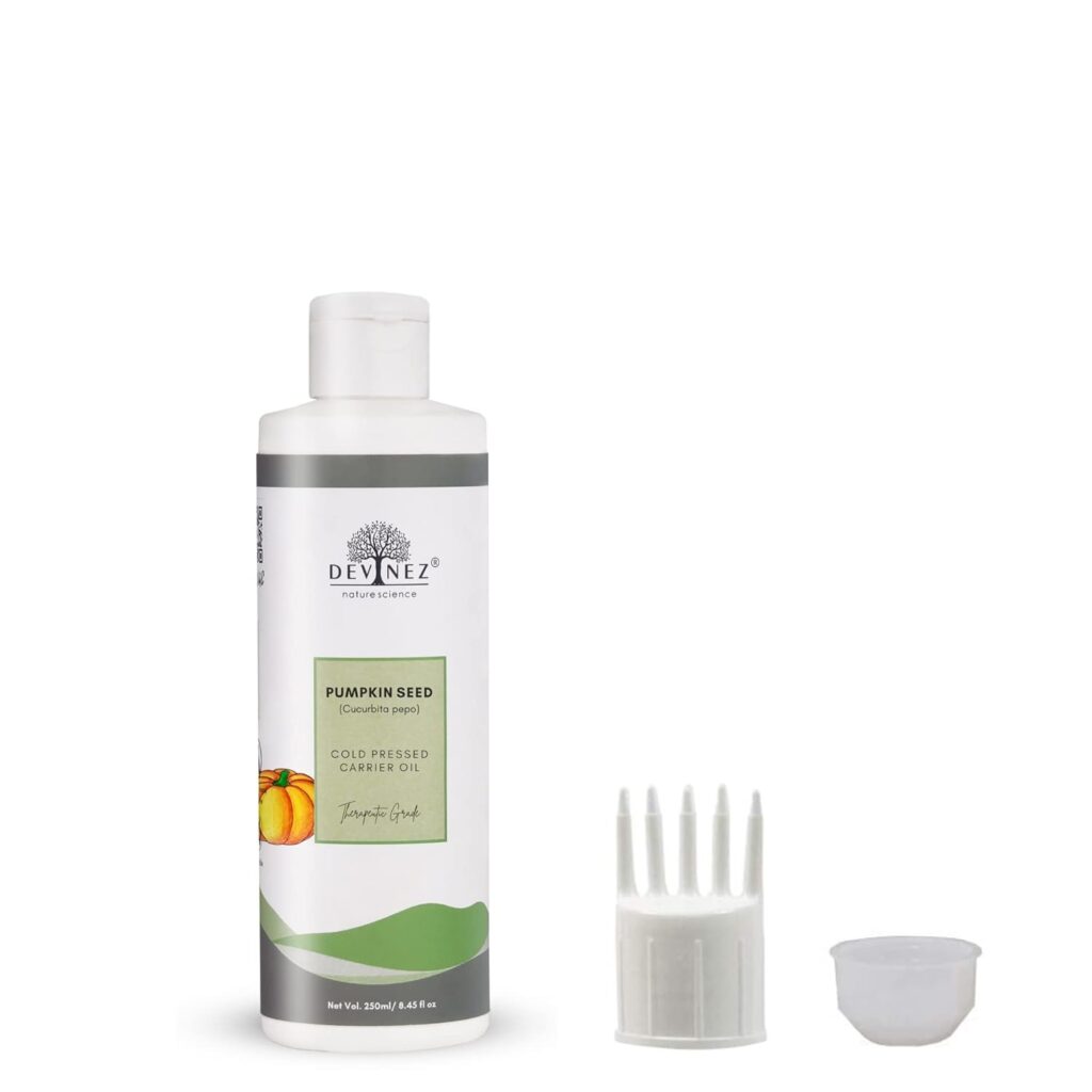 Devinez Pumpkin Seed Pure Cold Pressed Certified Oil, 250ml with Flip-Top Cap and Hair Applicator - 100% Pure, Natural & Undiluted for hair loss, Younger looking, healthier skin & Natural Remedies