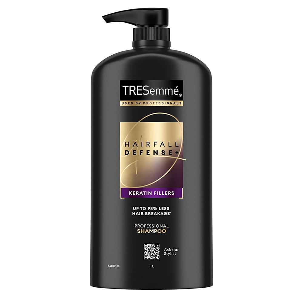 TRESemme Hair Fall Defence Shampoo 1 L, With Keratin for Hair Fall Control and Longer, Stronger Hair - Anti Hairfall for Damaged Hair, For Men & Women