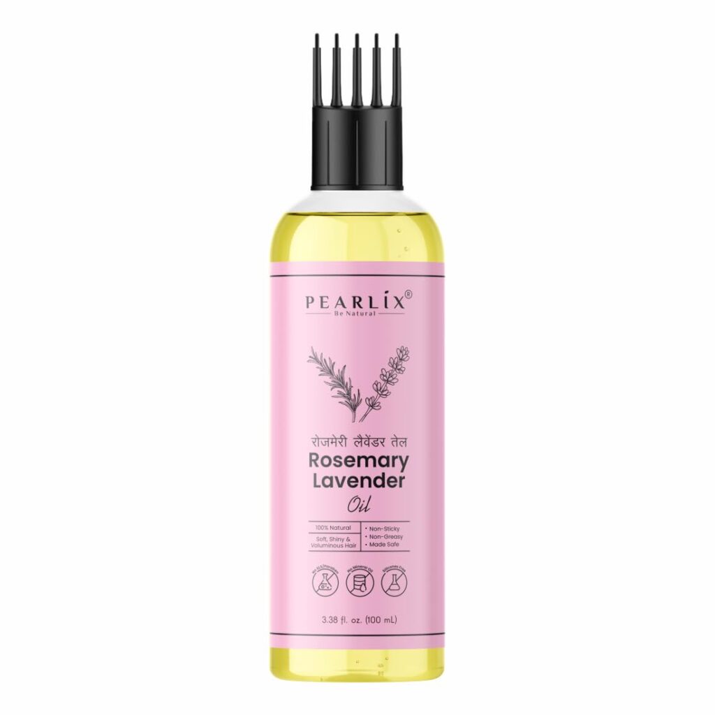 PEARLIX BE NATURAL Rosemary Lavender Hair Oil for Deep Nourishment & Shine | Non-Sticky & Lightweight | Soothing Fragrance | Strengthens Hair | Anti-Dandruff | Head Lice | Soothe Dry | Itchy Scalp & Hair Fall | 100 Ml