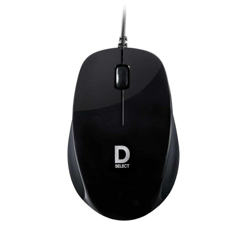 D SELECT Wired Mouse DS112-Black with USB Type C Connector, 1200DPi, Lightweight | Marketed by Dell