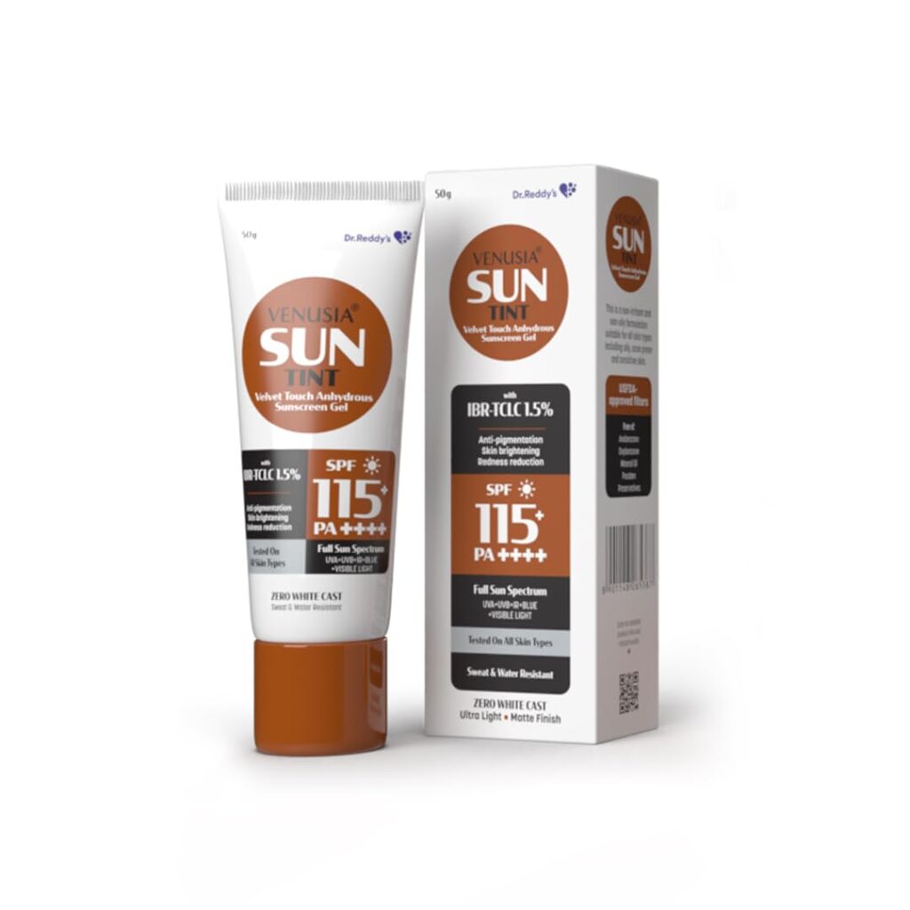 VENUSIA Dr. Reddy's Sun Tint SPF 115|India's First Sunscreen with the Highest SPF|Matte-finish|Full Spectrum 12-Hour Protection|Reduces Pigmentation|Zero White Cast|Hypoallergenic and Paraben-free|50g