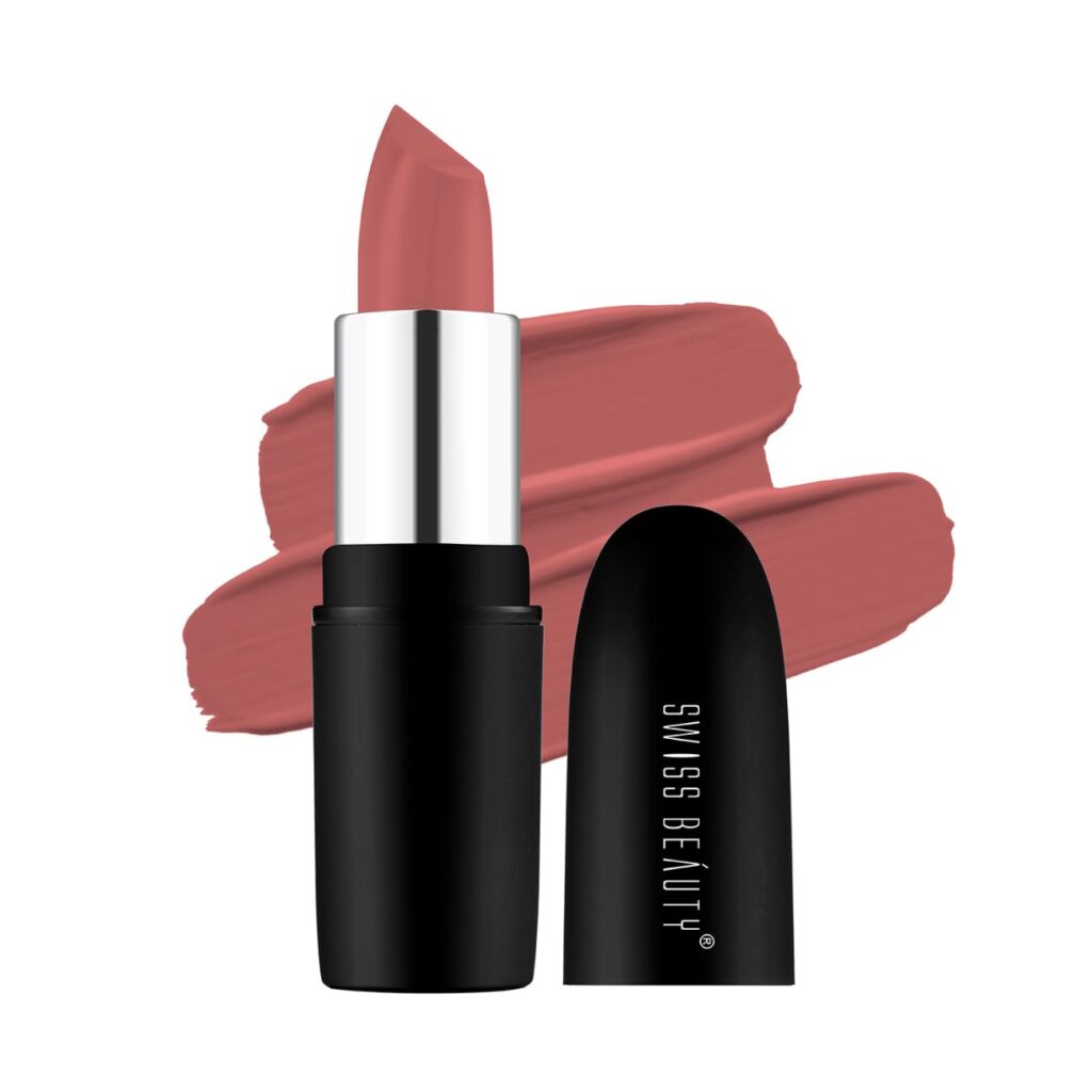 Swiss Beauty Pure Matte Creamy Lipstick | Non-drying, Highly pigmented Lipstick | Shade- Bare, 3.8gm|