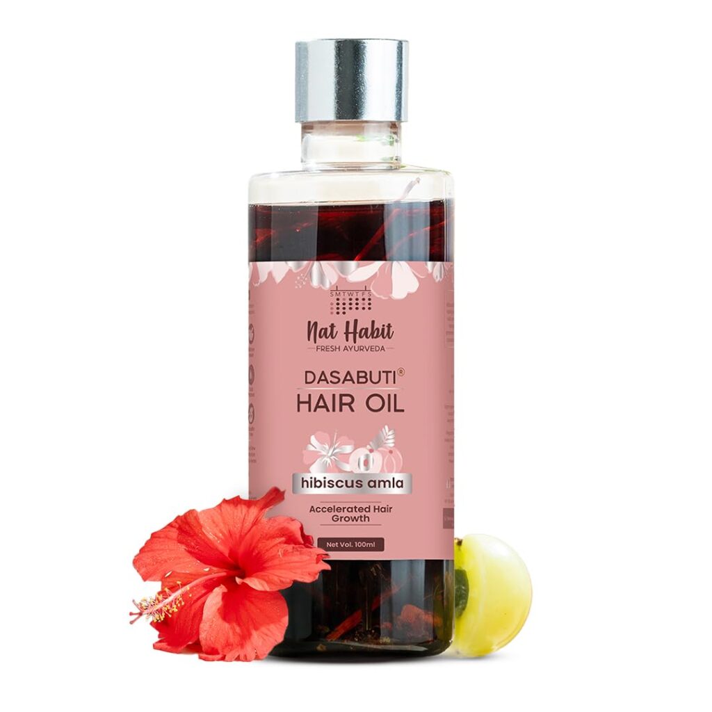 Nat Habit Hibiscus Amla Hair Oil For Men & Women, Helps In Hair Growth & Thickness, For All Hair Types, No Paraffin, Mineral Oil, Preservatives & Chemicals, 100ml