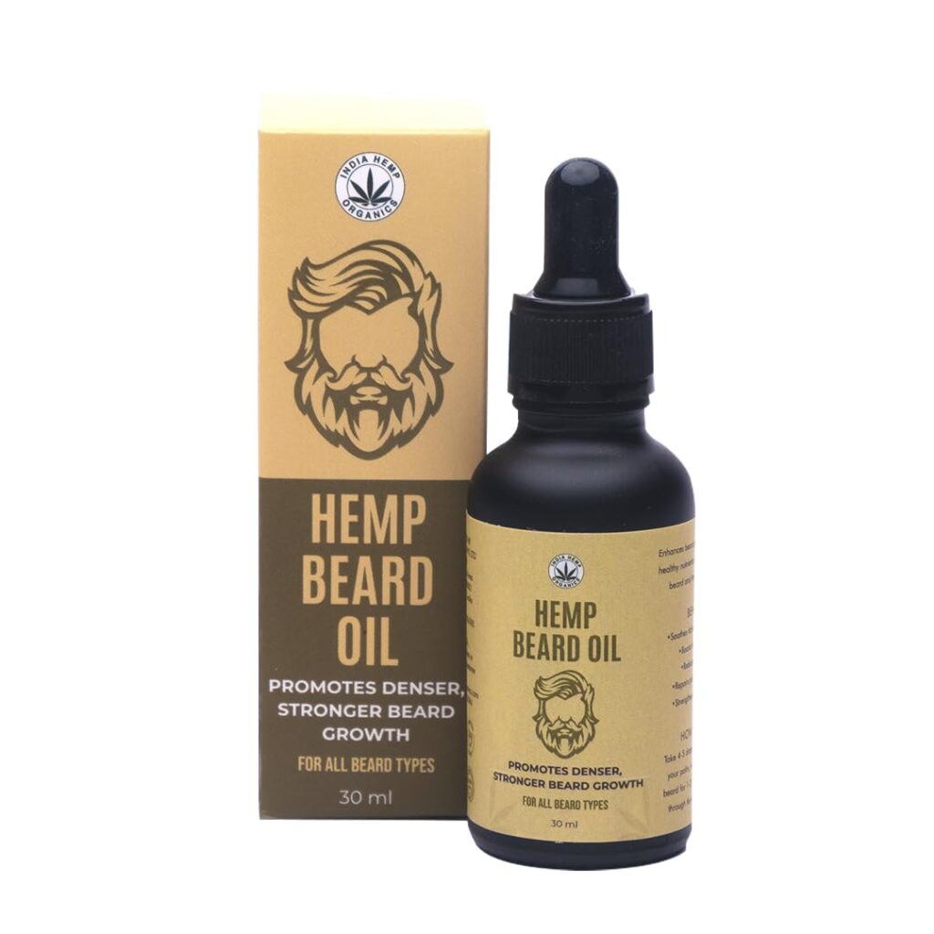 India Hemp Organics Hemp Beard Oil | 30ml | Beard Oil for Men | All Natural Oil | Shiny Nourished Beard | For Thicker & Longer Beard | With Rosemary & Almond Oil