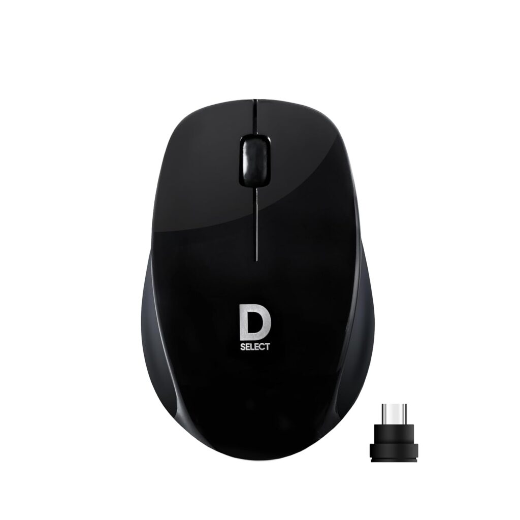 D SELECT Wireless Mouse DS321-Black with USB Type C Connector, 1200DPi, Lightweight | Marketed by Dell