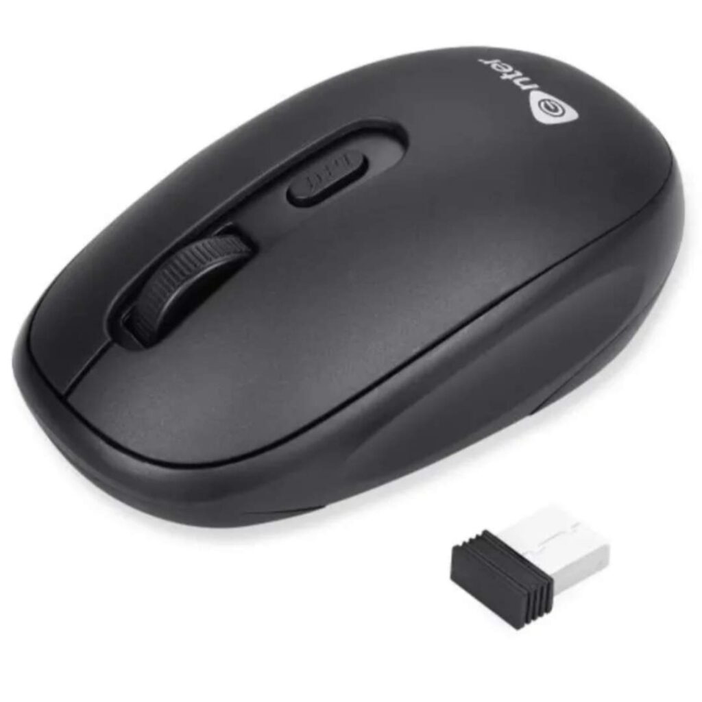 Enter Wireless Voyager Mouse with Silent Buttons, 2.4 GHz with USB Nano Dongle for PC/Mac/Laptop, Auto Power Saving Mode, 1600 DPI with Adjustable DPI Button (Black)