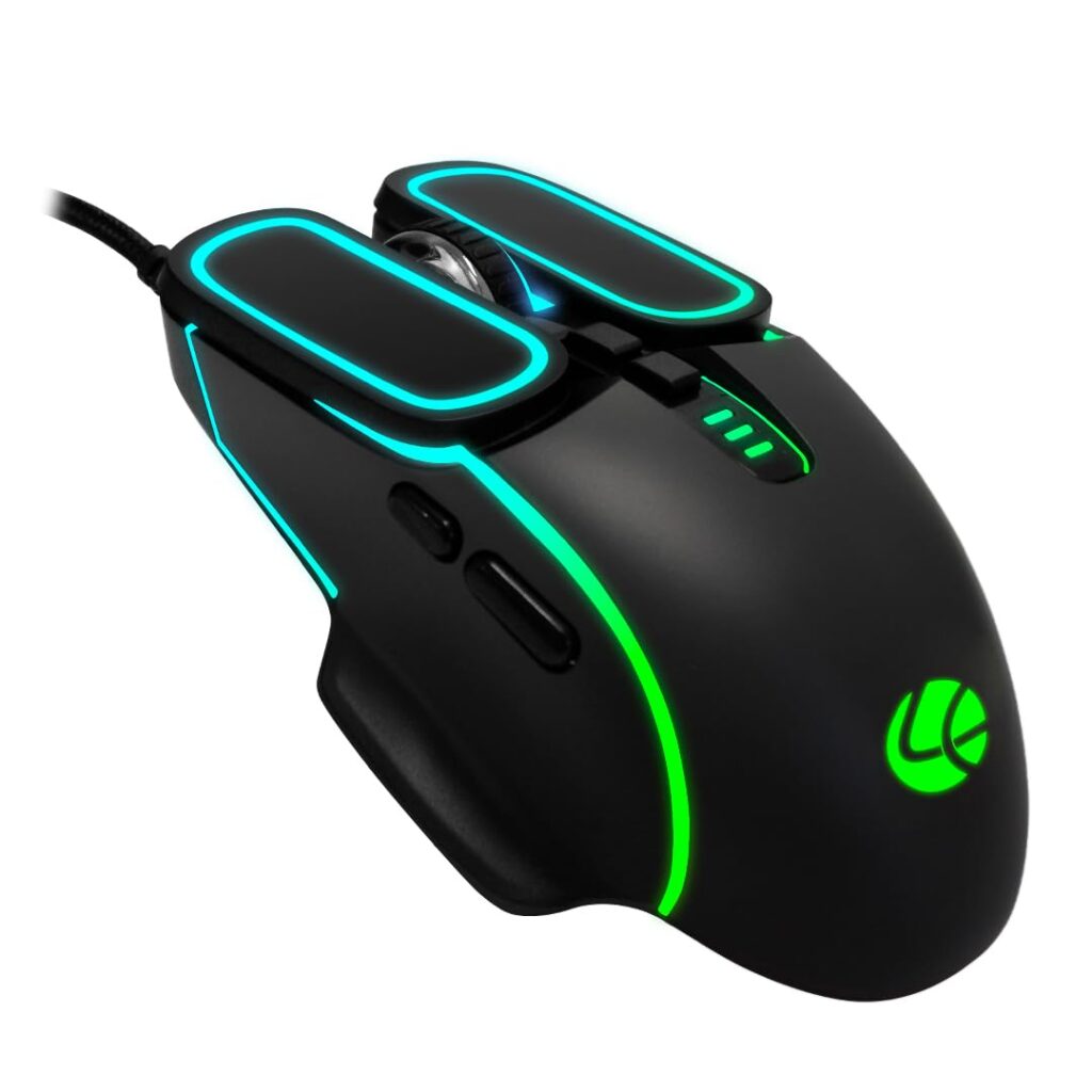 LAPCARE Champ Voyager 7200 DPI Optical Sensor Gaming USB Mouse with Dazzling RGB Light | Marco 7G Keys | 5M Clicks | ABS Material | Rubber Oil + Laser Carving (Lgm 201)