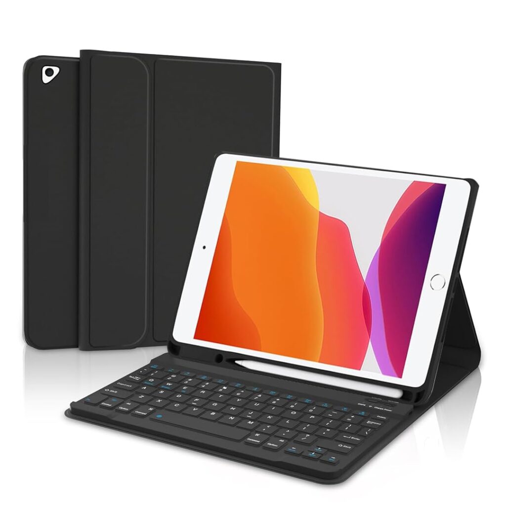 LIRAMARK Tri-Fold Wireless Bluetooth Keyboard with Detachable Tablet Case Cover for Apple iPad Pro 10.5 inch (2017)/ iPad Air 3 (2019) (Black)
