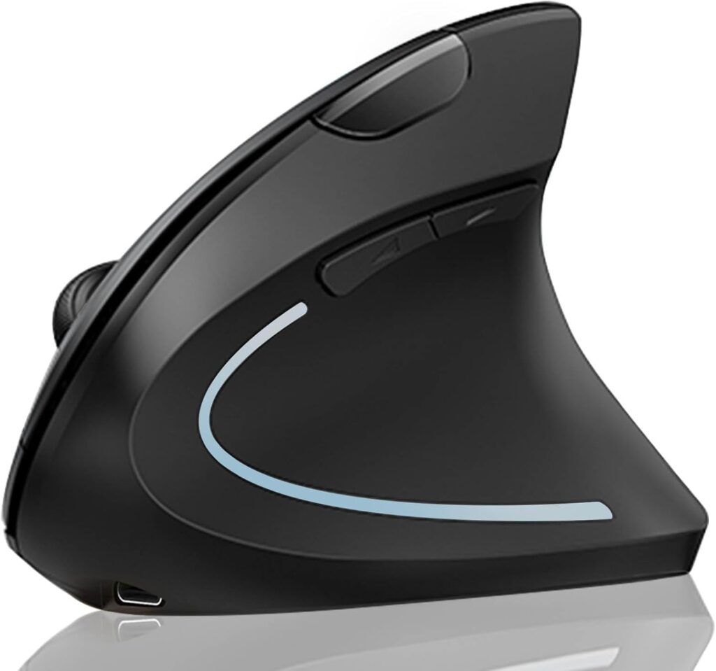 Ruhza 2.4G Wireless Vertical Ergonomic Optical Mouse, 800/1200/1600DPI, 5 Buttons - Black (RT-VMICE-SMR)