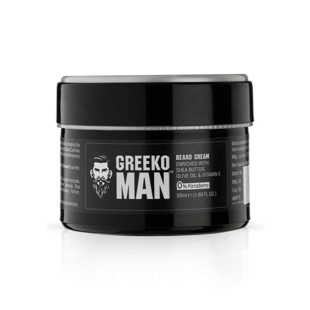 Vasu Greeko Man Beard Cream - Shea butter, Olive oil & Vitamin-E nourish, soften and strengthen hair, helping to style 50Ml