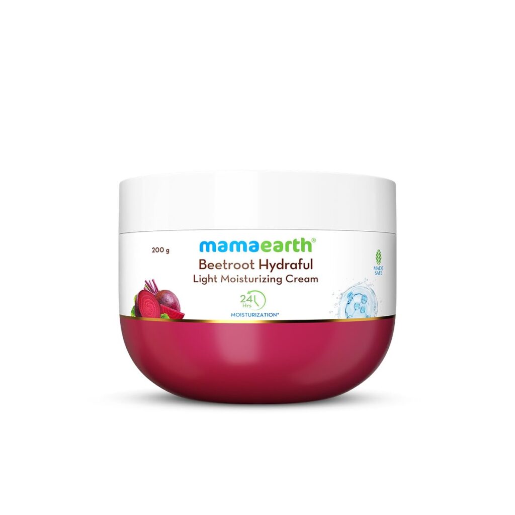 Mamaearth Beetroot Hydraful Light Moisturizing Cream With Beetroot & Hyaluronic Acid|For Hydrated Pink Glow|For Face, Hand & Body|24H Moisturization|Quick Absorbing|Non-Greasy|Soft Moisturizer|200 G