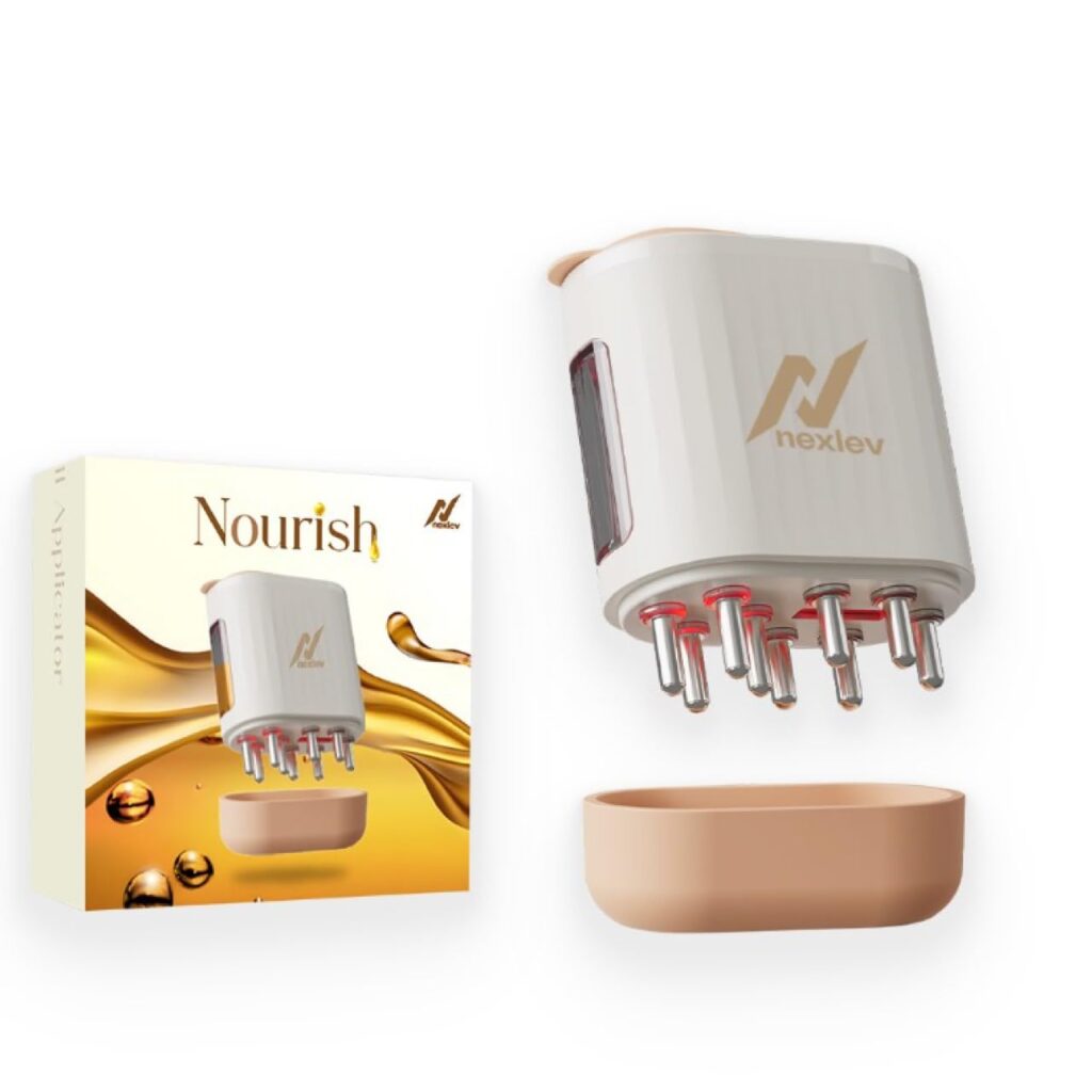 NexLev LED Therapy Oil Applicator | Reduce Dandruff | Improve Hair Growth | EMS for Scalp Improvement | Red & Blue Light | High Frequency Massage for Better Absorption | 10 ML | Waterproof | EA-01